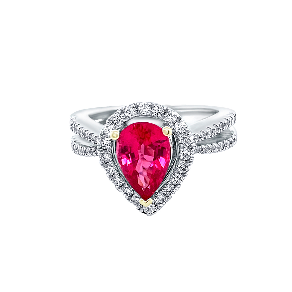 Pink Spinel Ring in 14K White Gold