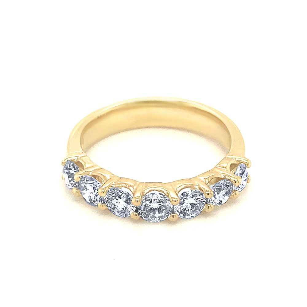 7 Stone Diamond Ladies Band Ring in 14K Yellow Gold