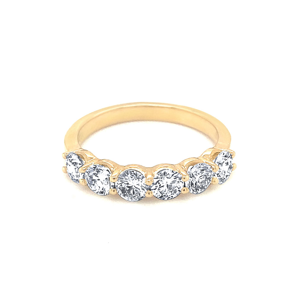 6 Stone Diamond Ladies Band Ring in 14K Yellow Gold
