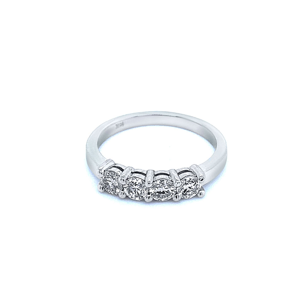 4 Stone Diamond Ladies Band Ring in 14K White Gold