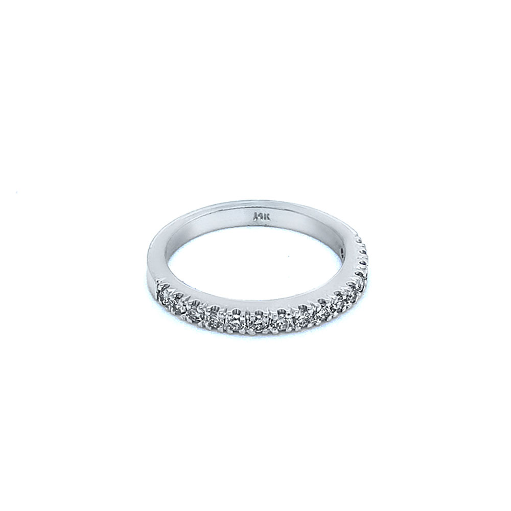 15 Stone Diamond Ladies Band Ring in 14K White Gold
