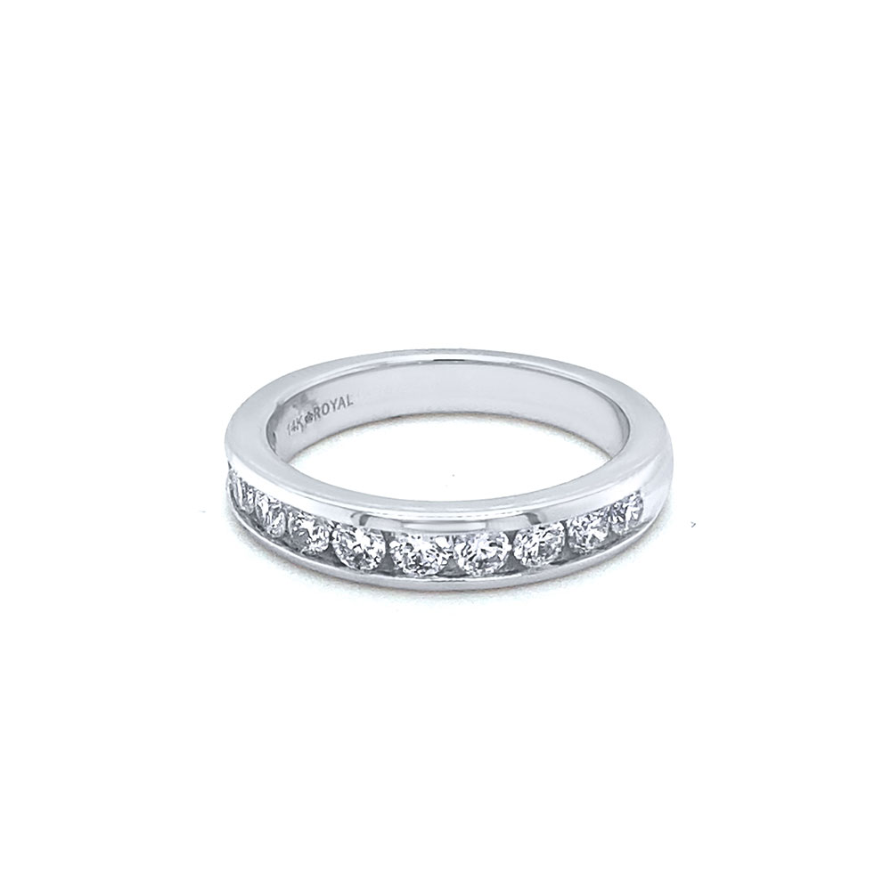 Diamond Ladies Wedding Band Ring in 14K White Gold