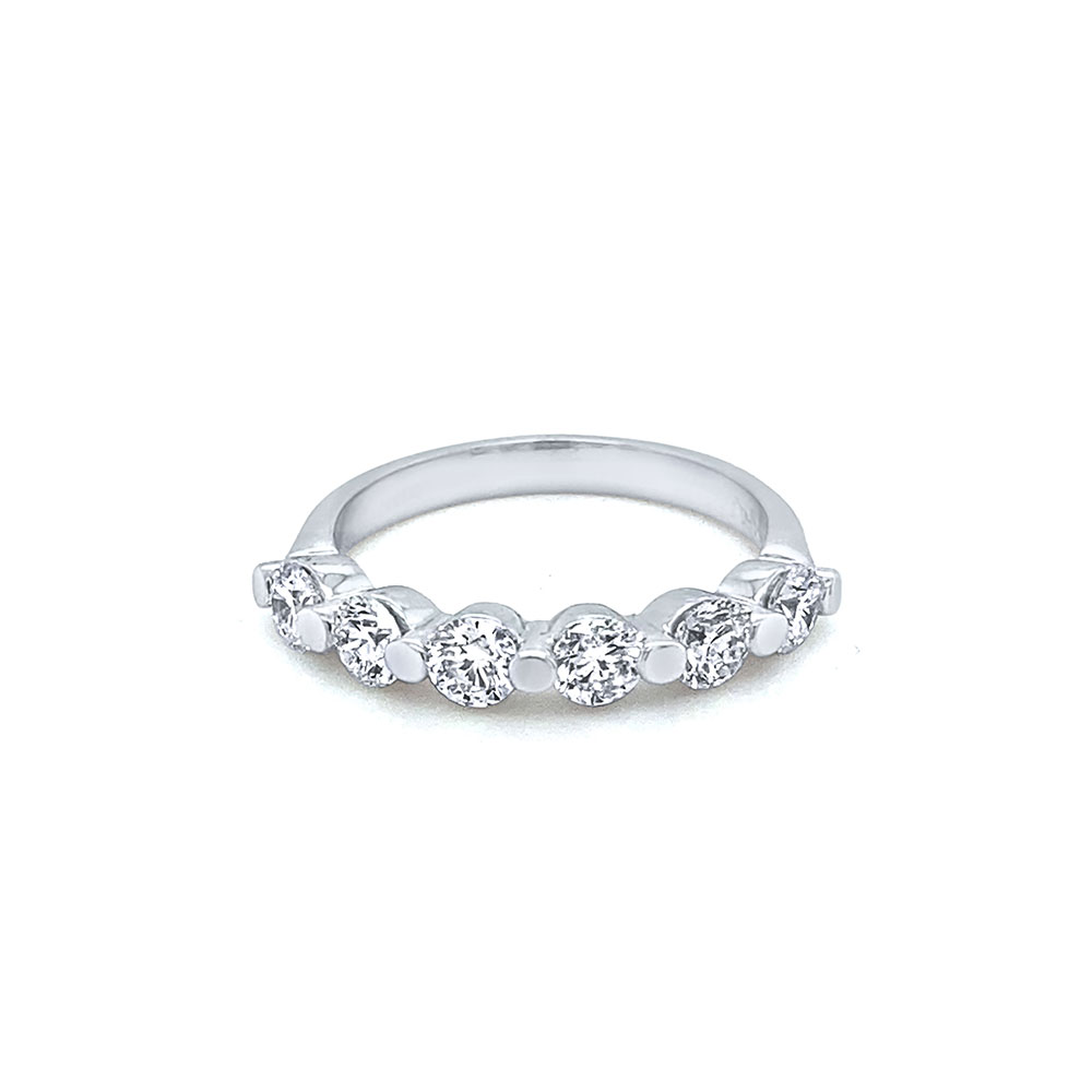 6 Stone Diamond Ladies Band Ring in 14K White Gold