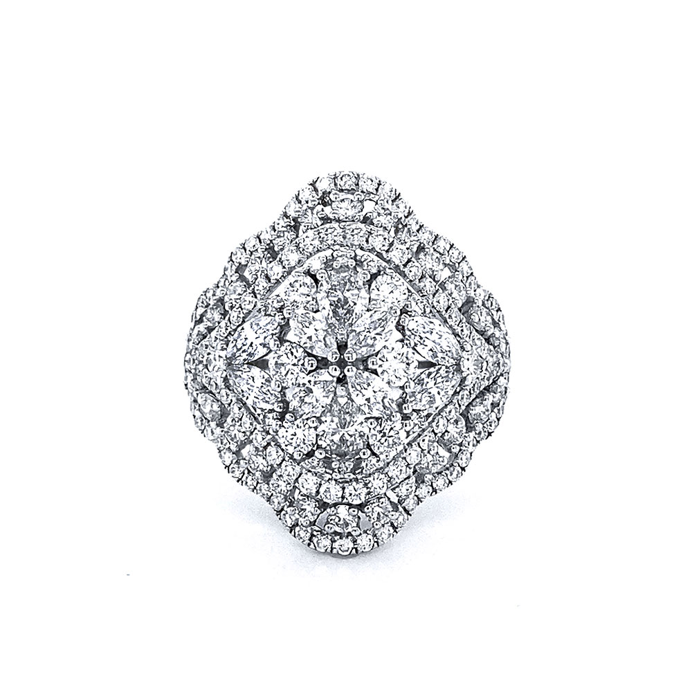 Diamond Fancy Cluster Ring in 18K White Gold