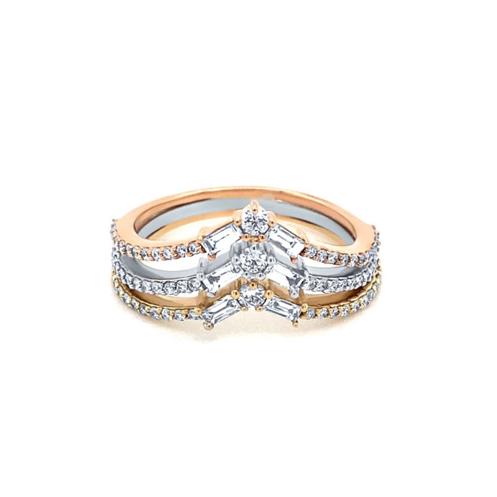 Diamond Ladies Ring in 14K Tri Tone Gold