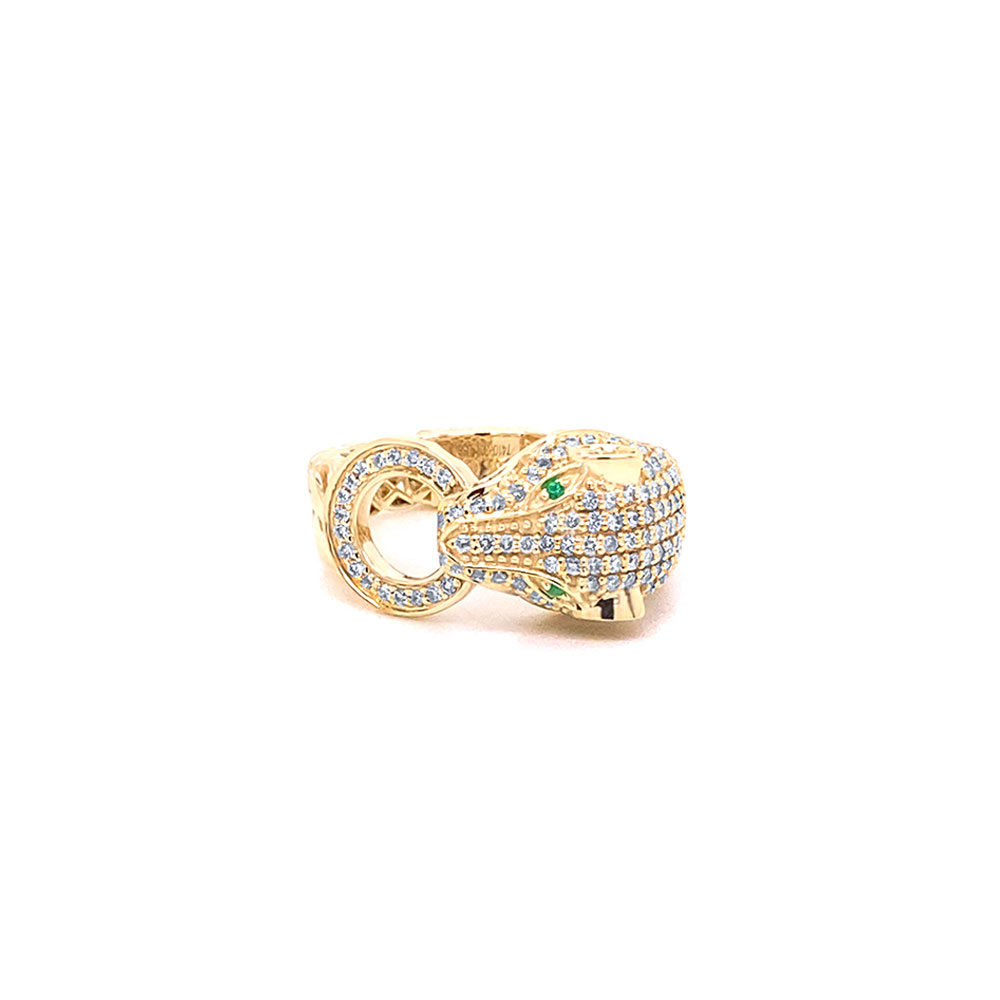 Panther Diamond Ladies Ring in 14K Yellow Gold