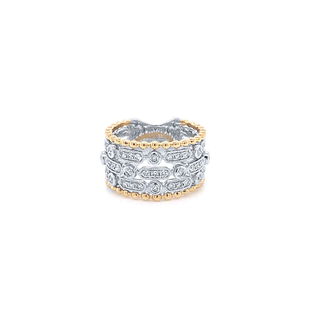 Stack Style Diamond Ladies Ring in 14K Two Tone Gold
