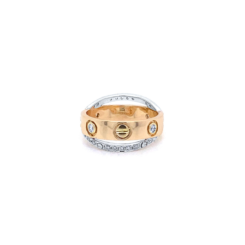 Diamond Fancy Ladies Band Ring in 14K Two Tone Gold