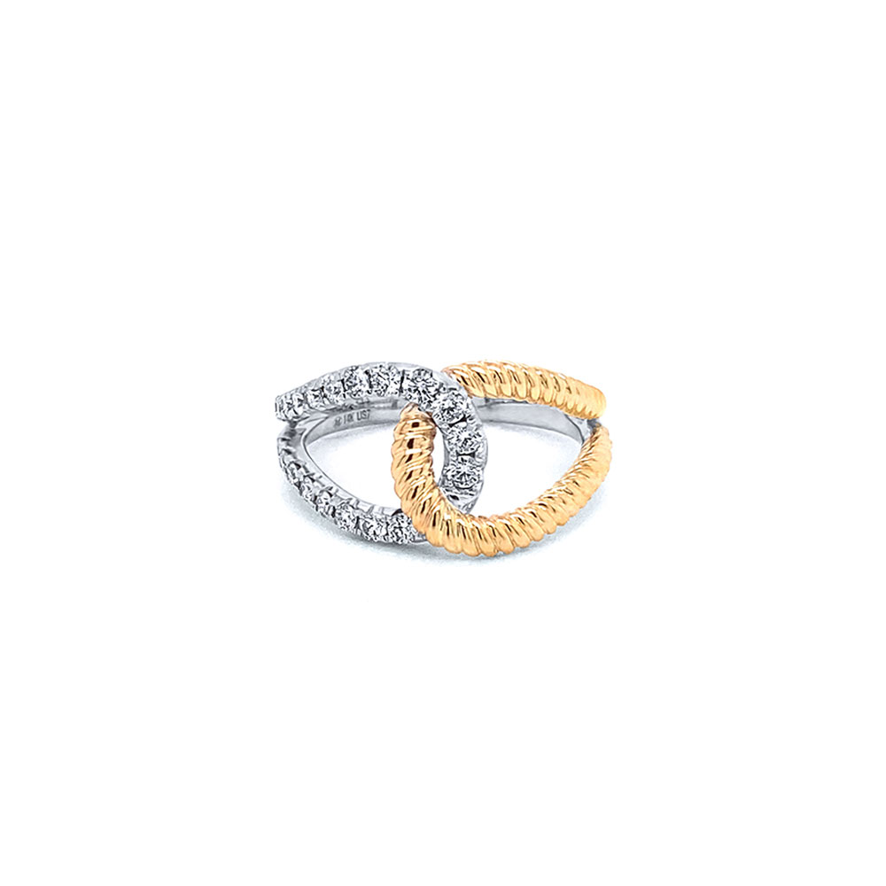 Diamond Fancy Ladies Ring in 14K Two Tone Gold