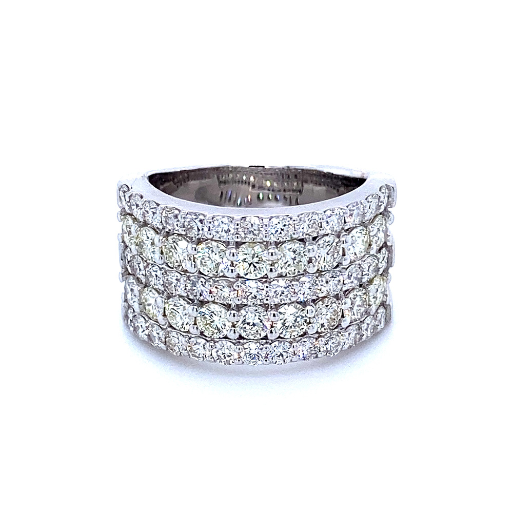 Diamond 5 Row Band Ladies Ring in 14K White Gold