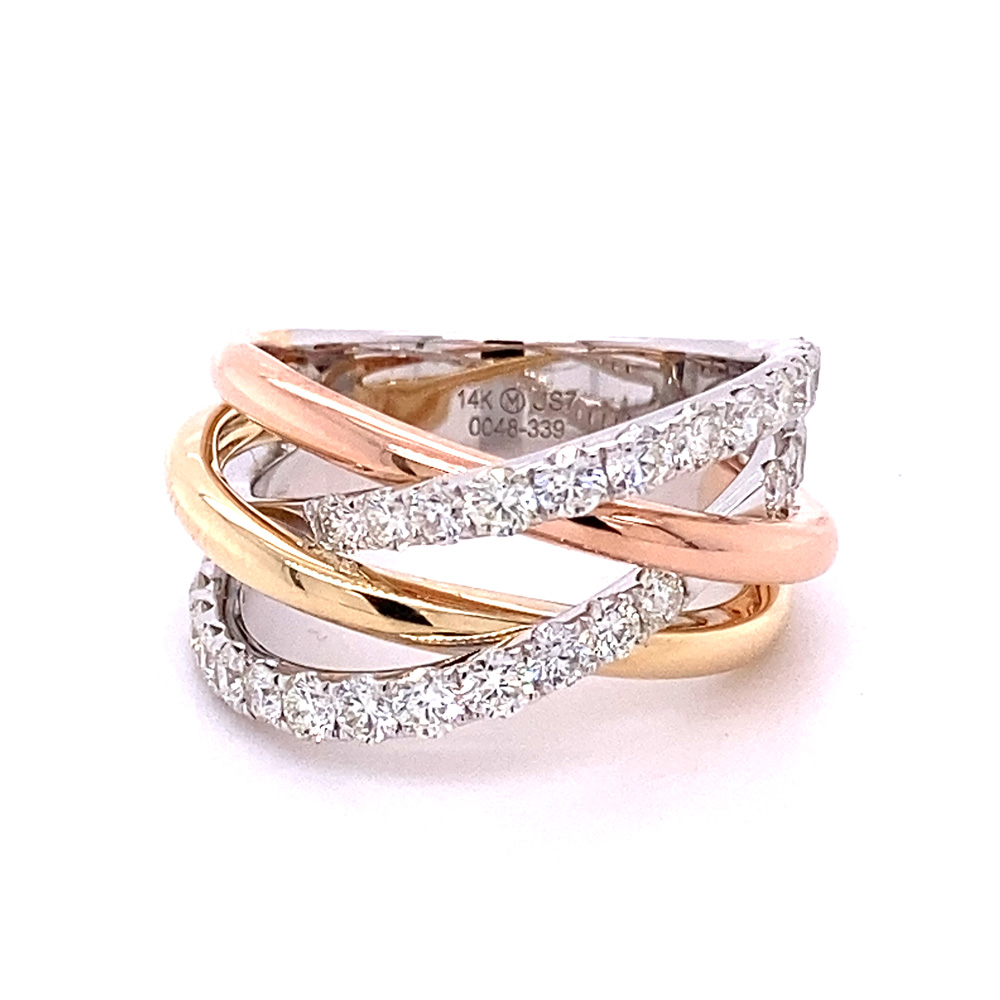 Diamond Ladies Ring in 14K Tri Tone Gold