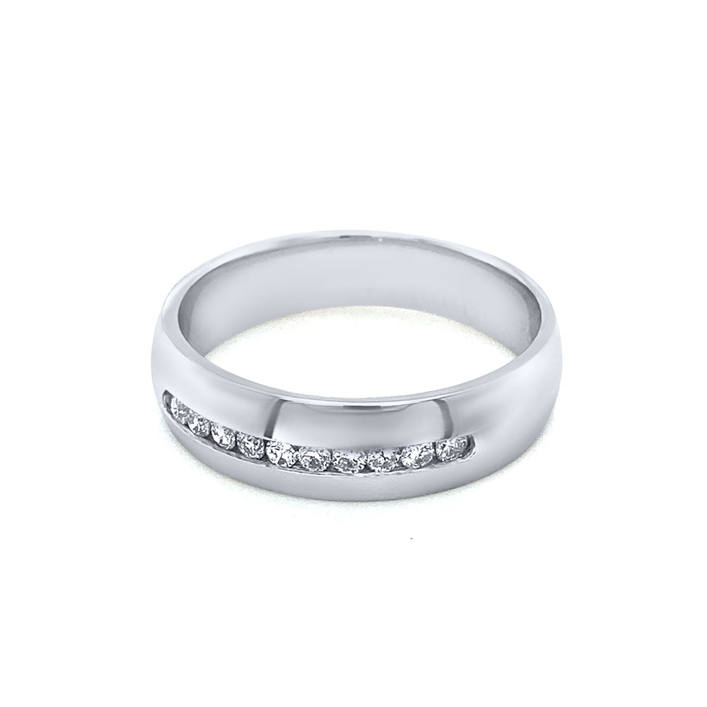 Diamond Mens Comfort Fit Ring in 14K White Gold