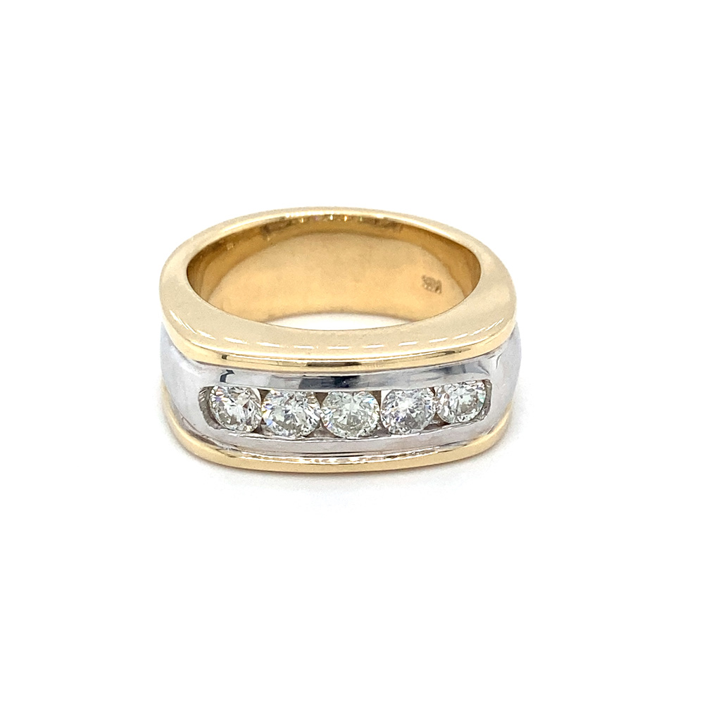 Diamond Mens Ring in 14K Two Toned Gold