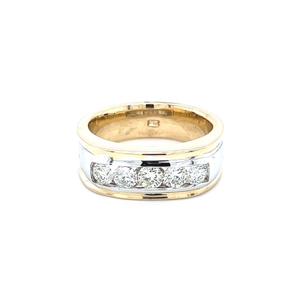 Diamond Mens Band Ring in 14K Two Toned Gold