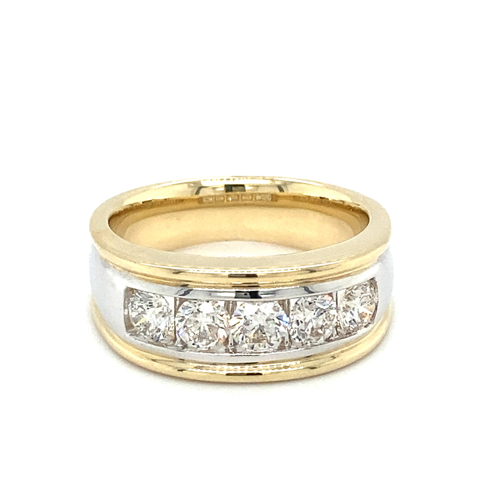 Diamond Mens Band Ring in 14K Two Tone Gold