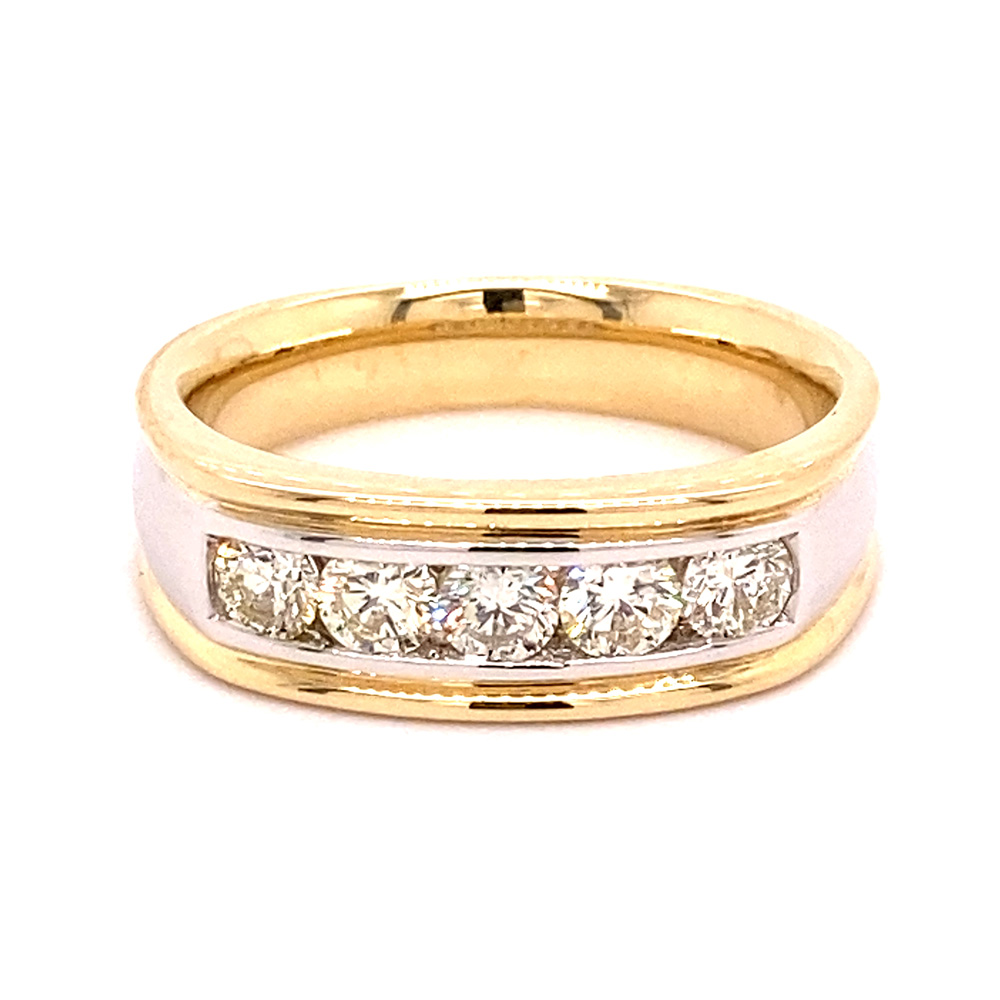 Diamond Mens Band Ring in 14K Two Toned Gold