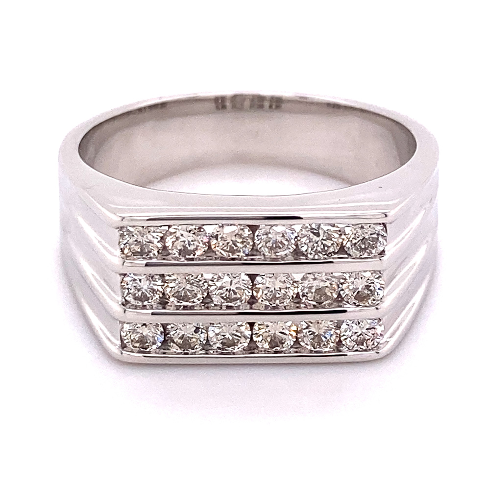 Diamond Mens Ring in 14K White Gold