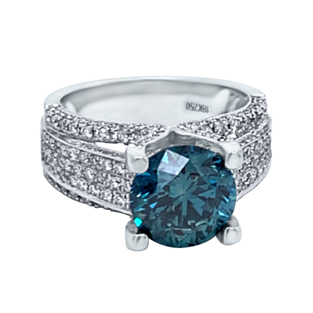 Blue Diamond Ring in 18K White Gold