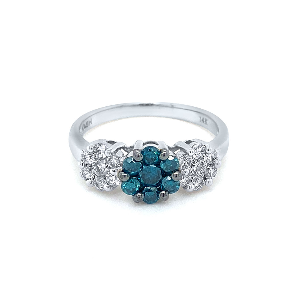 Blue Diamond Ladies Ring in 14K White Gold