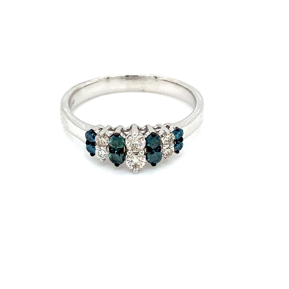 Blue Diamond Ladies Ring in 14K White Gold
