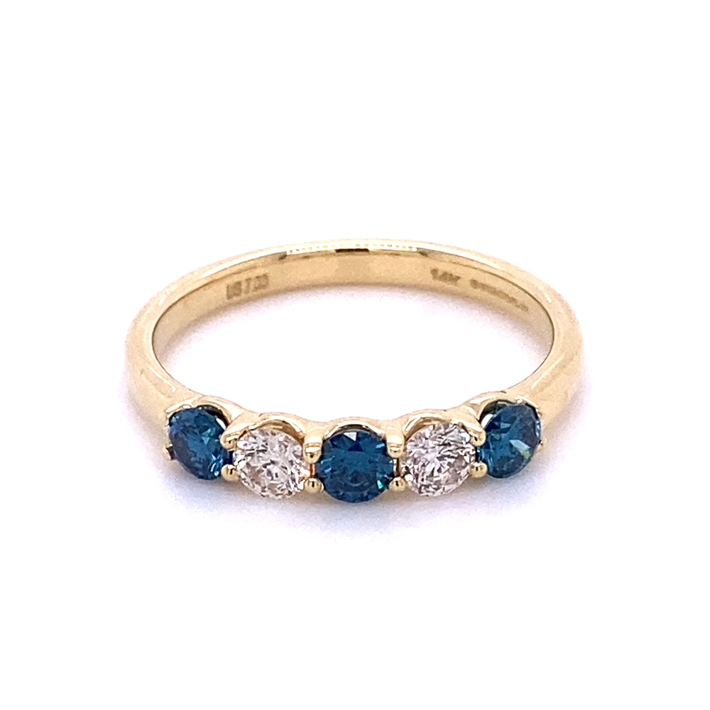 Blue Diamond Ladies Ring in 14K Yellow Gold