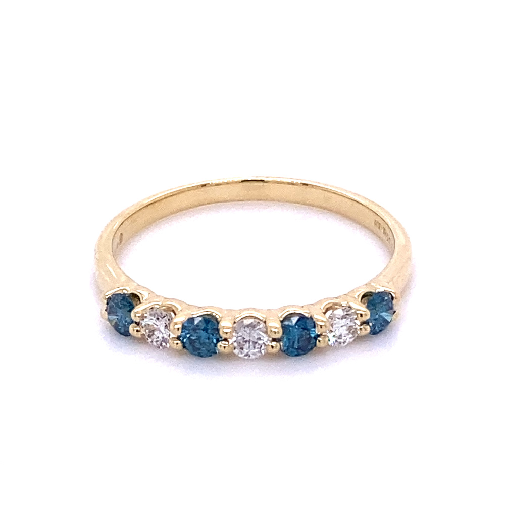 Blue Diamond Ladies Ring in 14K Yellow Gold