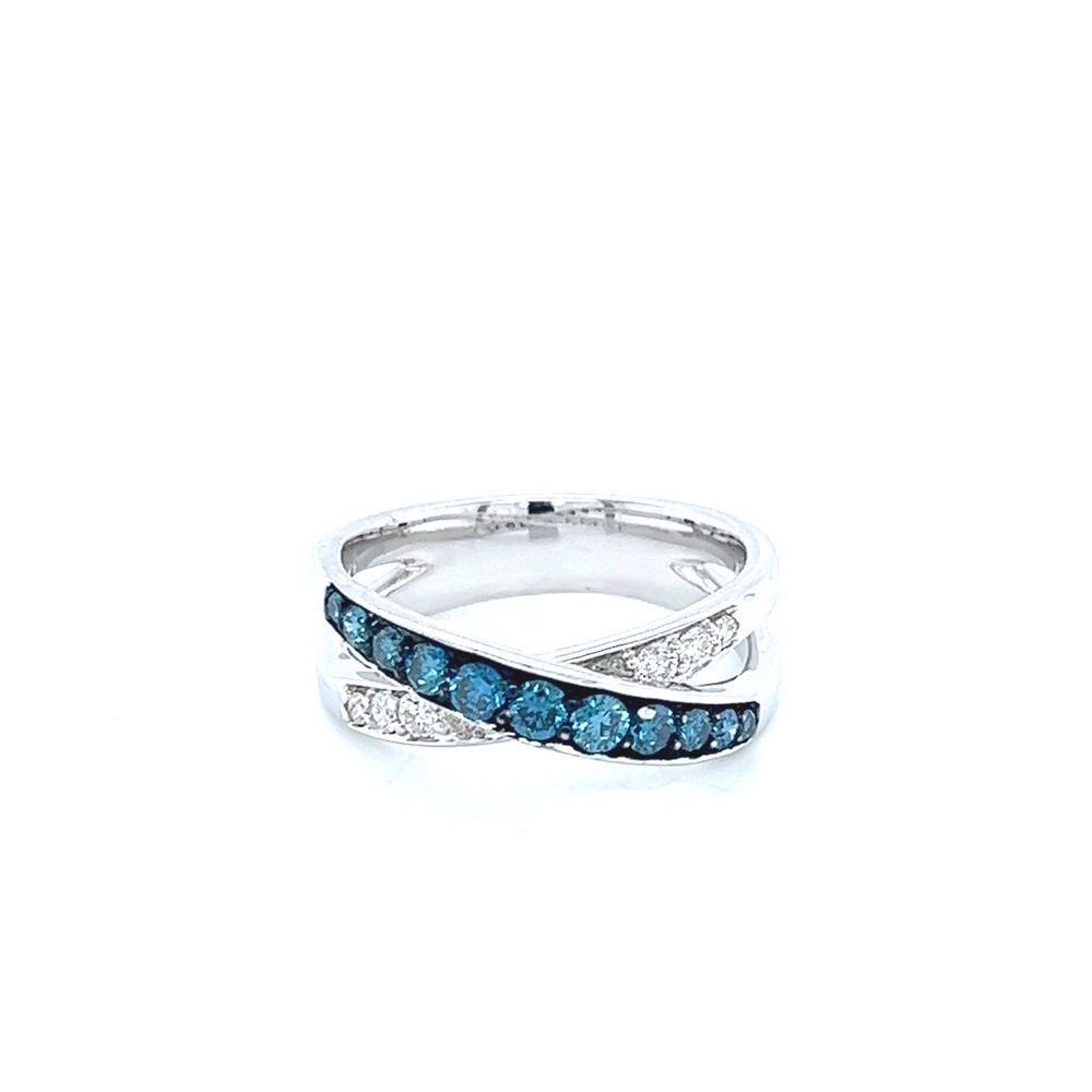 Blue Diamond Ring in 14K White Gold