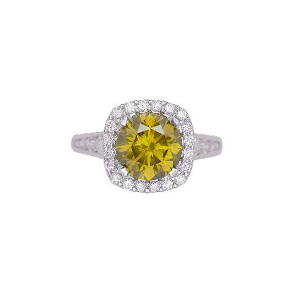 Yellow Diamond Ring in 18K White Gold