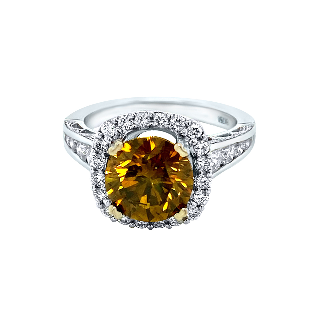 Yellow Diamond Ring in 18K White Gold