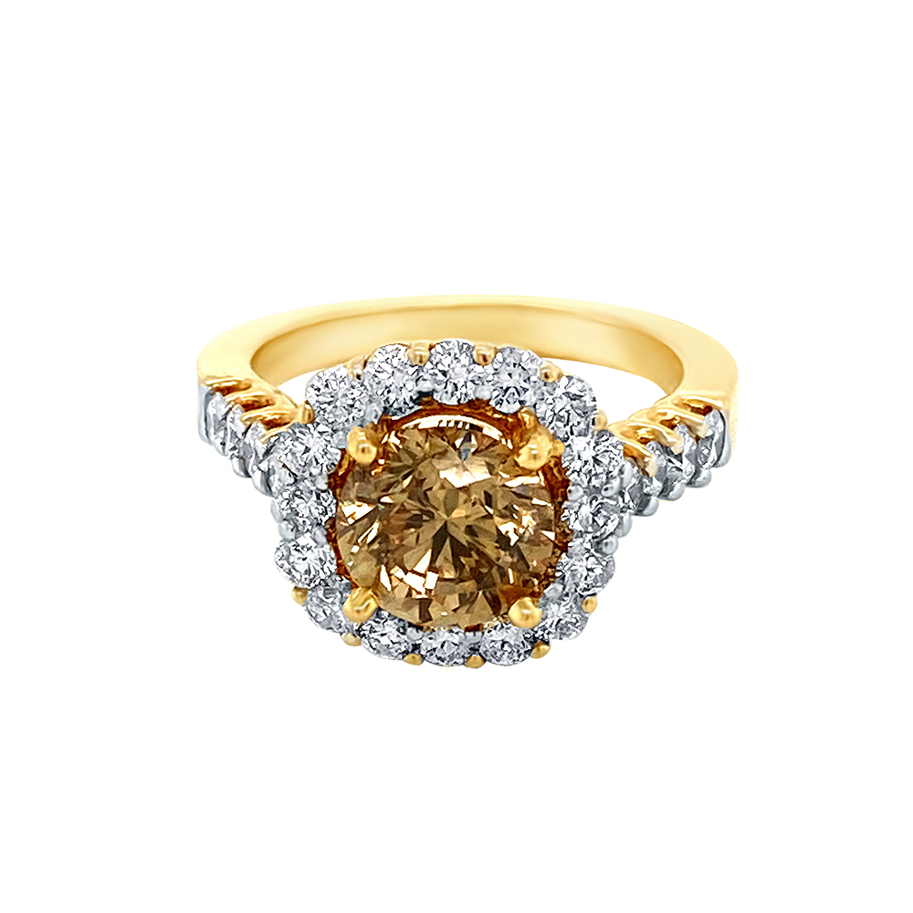 Brown Diamond Ring in 14K Yellow Gold