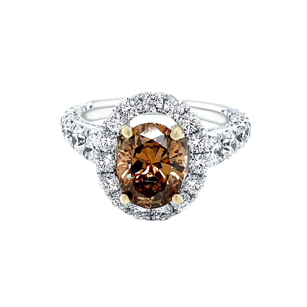 Brown Diamond Ring in 18K White Gold