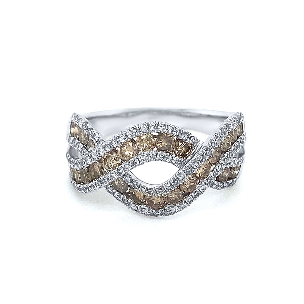 Brown Diamond Ladies Ring in 14K White Gold