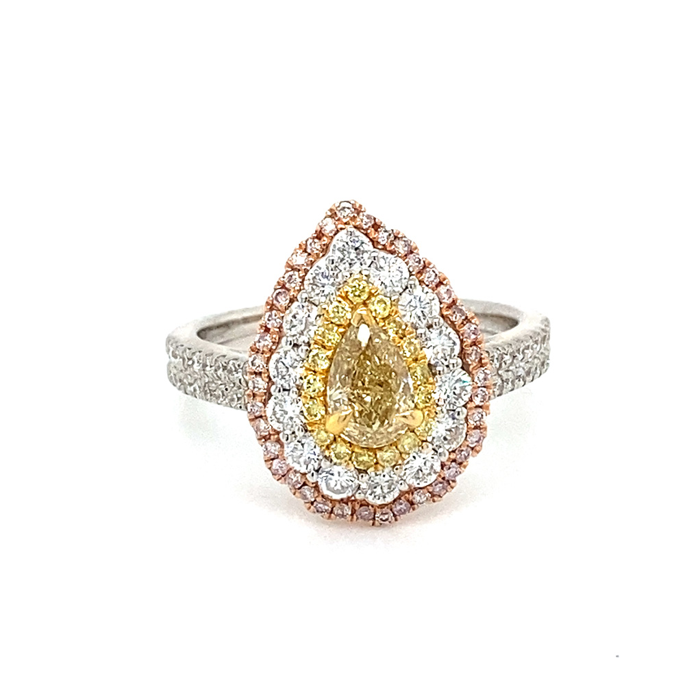 Yellow and Pink Diamond Ladies Ring in 14K Two Tone Gold