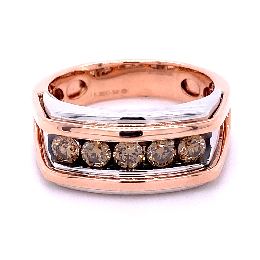 Brown Diamond Mens Ring in 14K Two Tone Gold