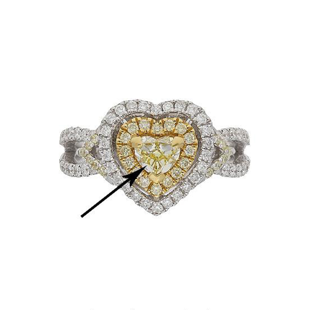 Natural Yellow Diamond Ring in 18K Two Tone Gold