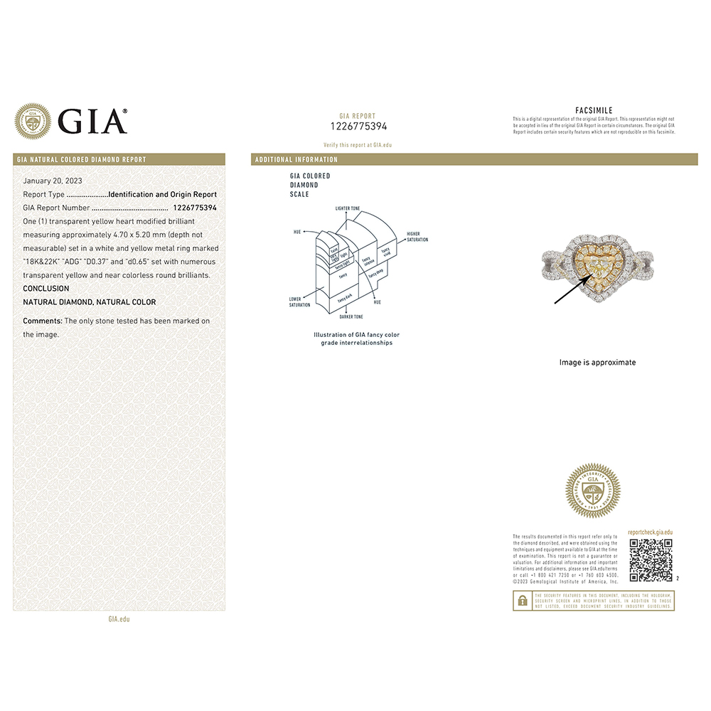 Natural Yellow Diamond Ring in 18K Two Tone Gold