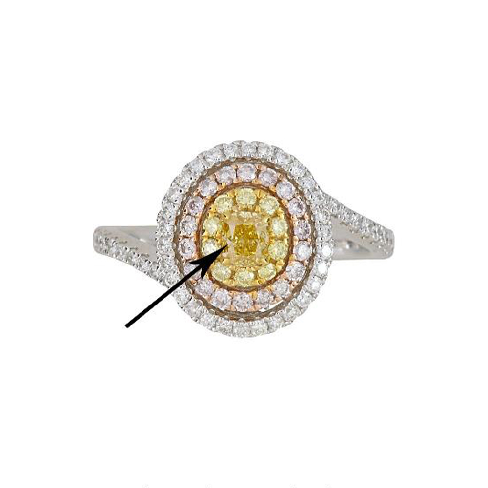 Natural Yellow Diamond Ring in 14K Tri Tone Gold