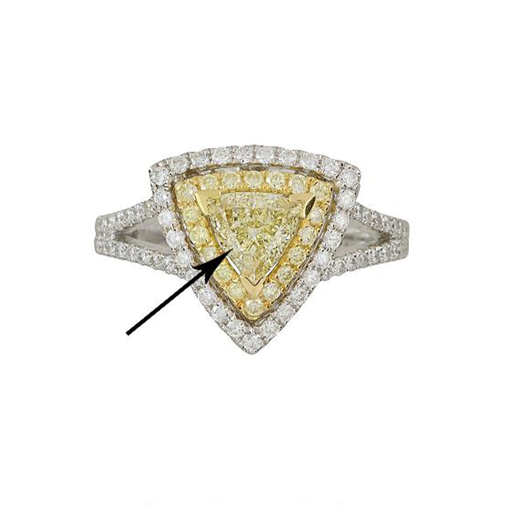 Natural Yellow Diamond Ring in 18K Two Tone Gold