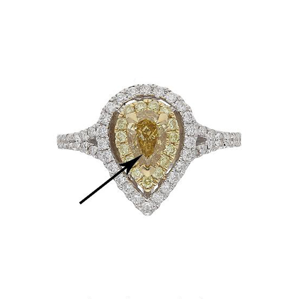 Natural Yellow Diamond Ring in 18K Two Tone Gold