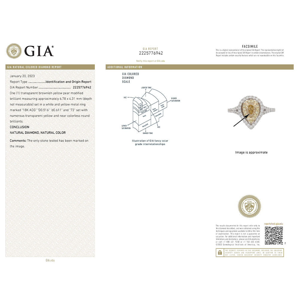 Natural Yellow Diamond Ring in 18K Two Tone Gold