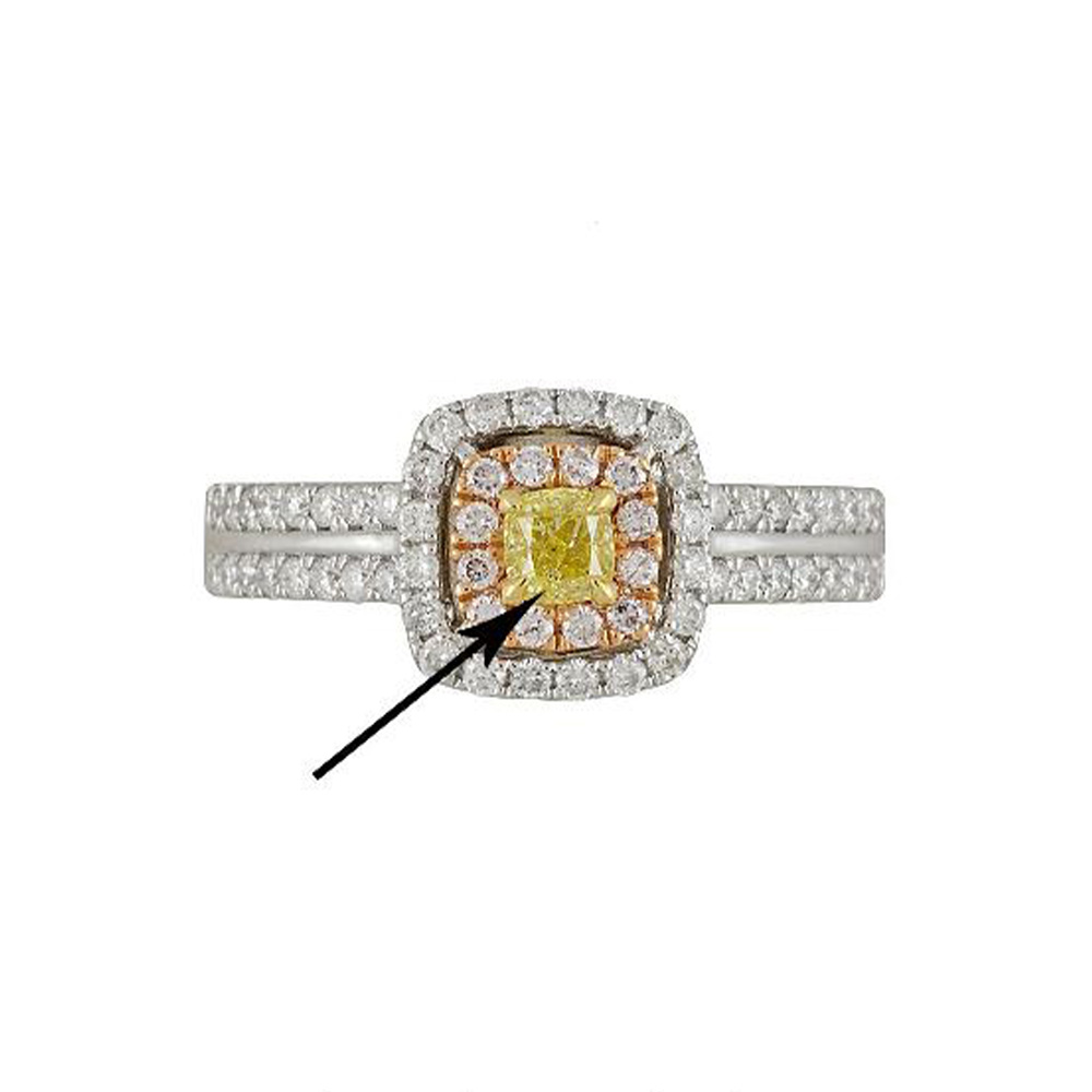 Natural Yellow Diamond Ring in 18K Tri Tone Gold