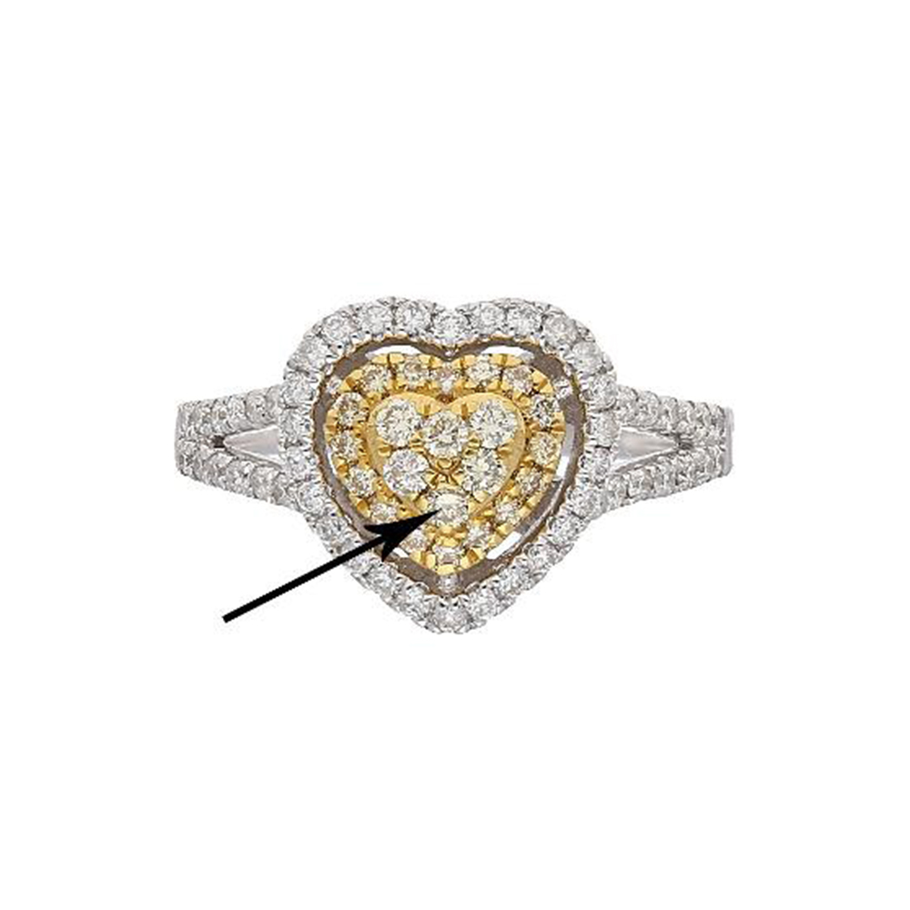 Natural Yellow Diamond Ring in 14K Two Tone Gold