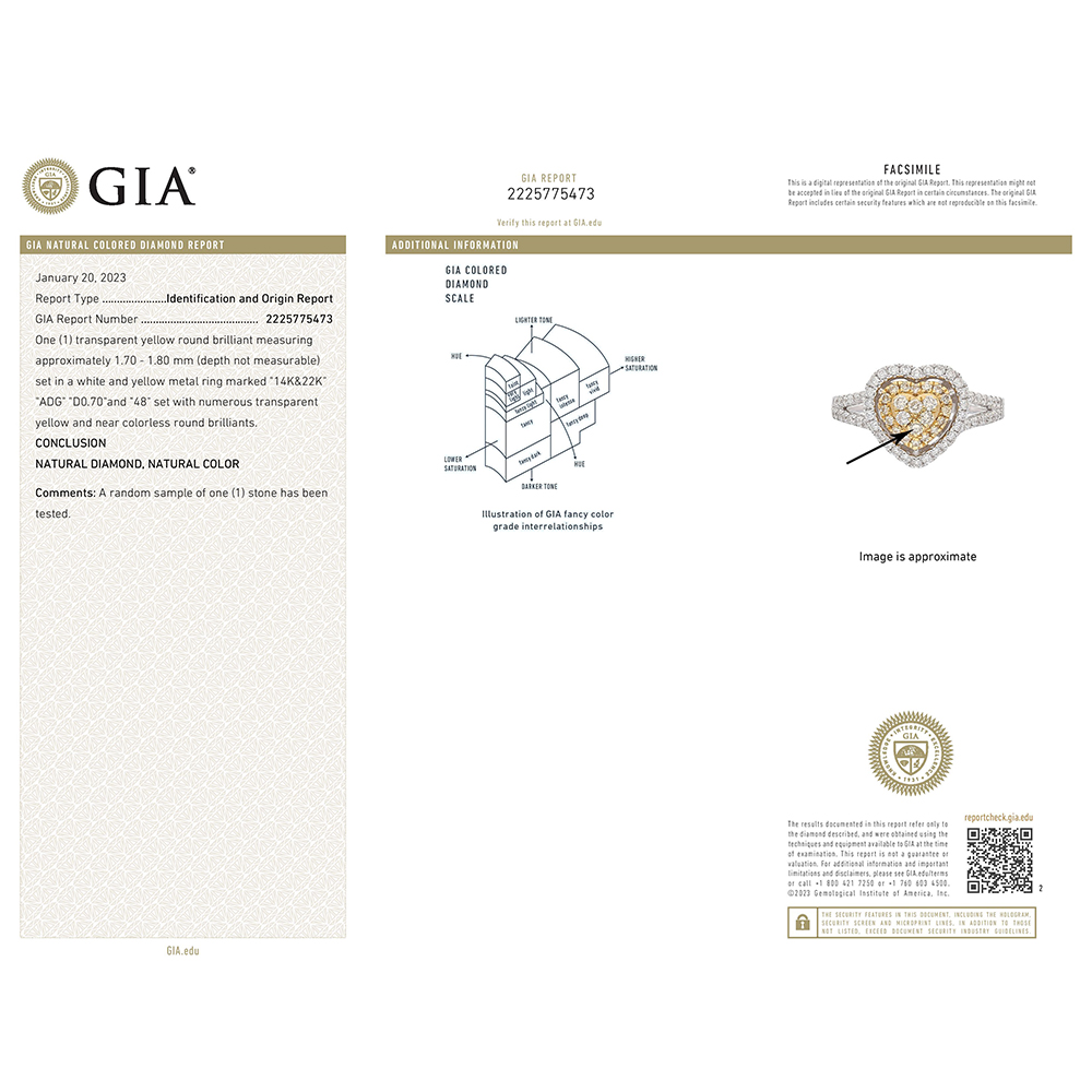 Natural Yellow Diamond Ring in 14K Two Tone Gold