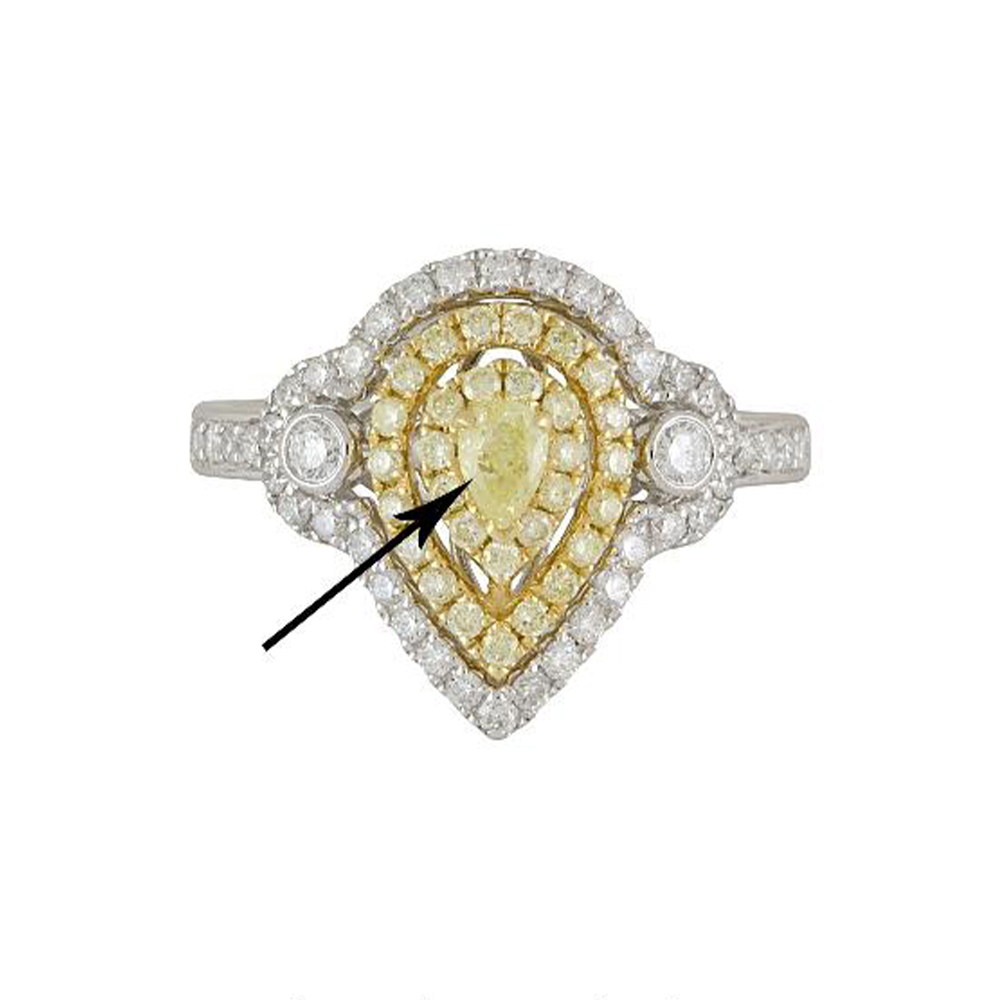 Natural Yellow Diamond Ring in 18K Two Tone Gold