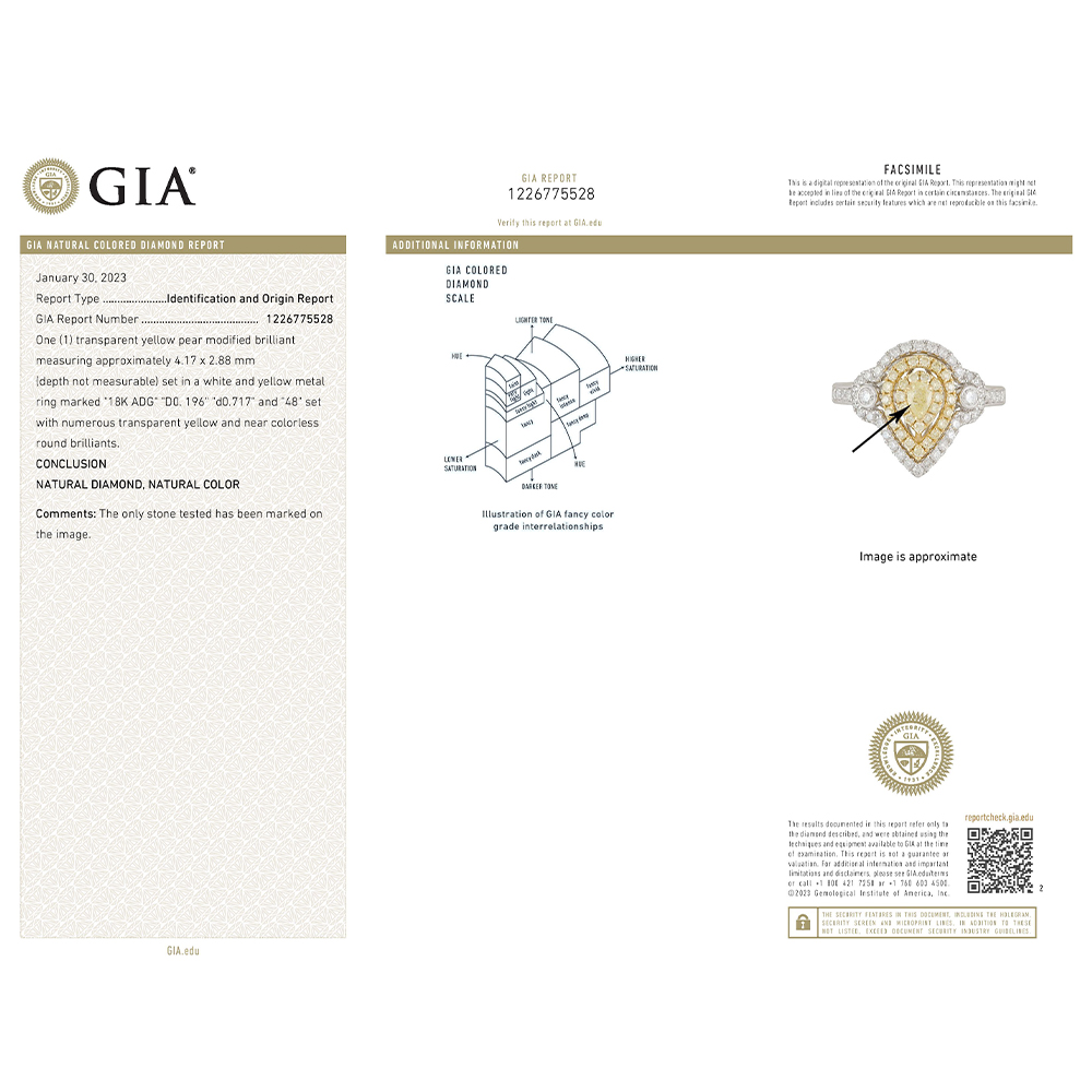 Natural Yellow Diamond Ring in 18K Two Tone Gold