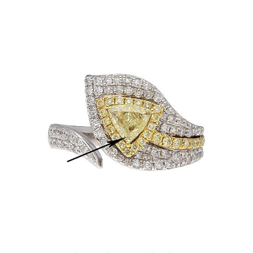 Natural Yellow Diamond Ring in 18K Two Tone Gold
