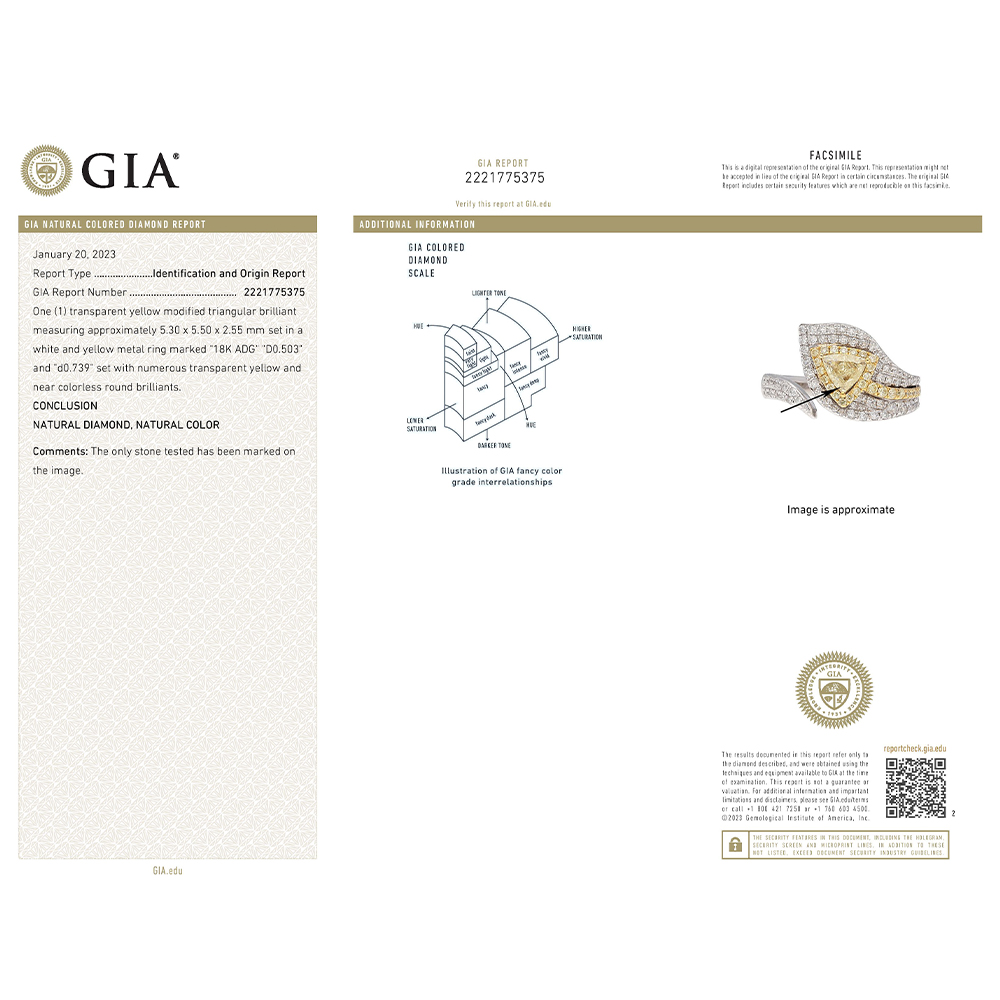 Natural Yellow Diamond Ring in 18K Two Tone Gold