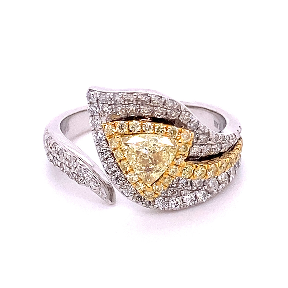 Natural Yellow Diamond Ring in 18K Two Tone Gold