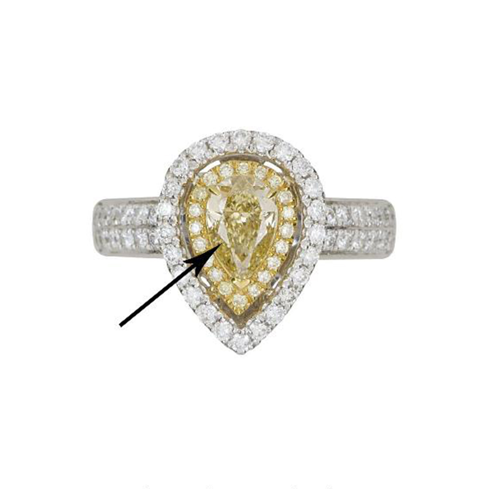 Natural Yellow Diamond Ring in 18K Two Tone Gold