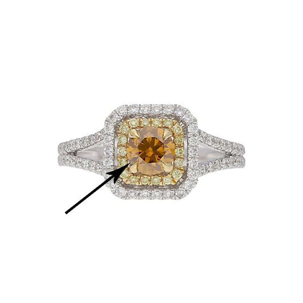 Natural Yellow-Orange Diamond Ring in 14K Two Tone Gold